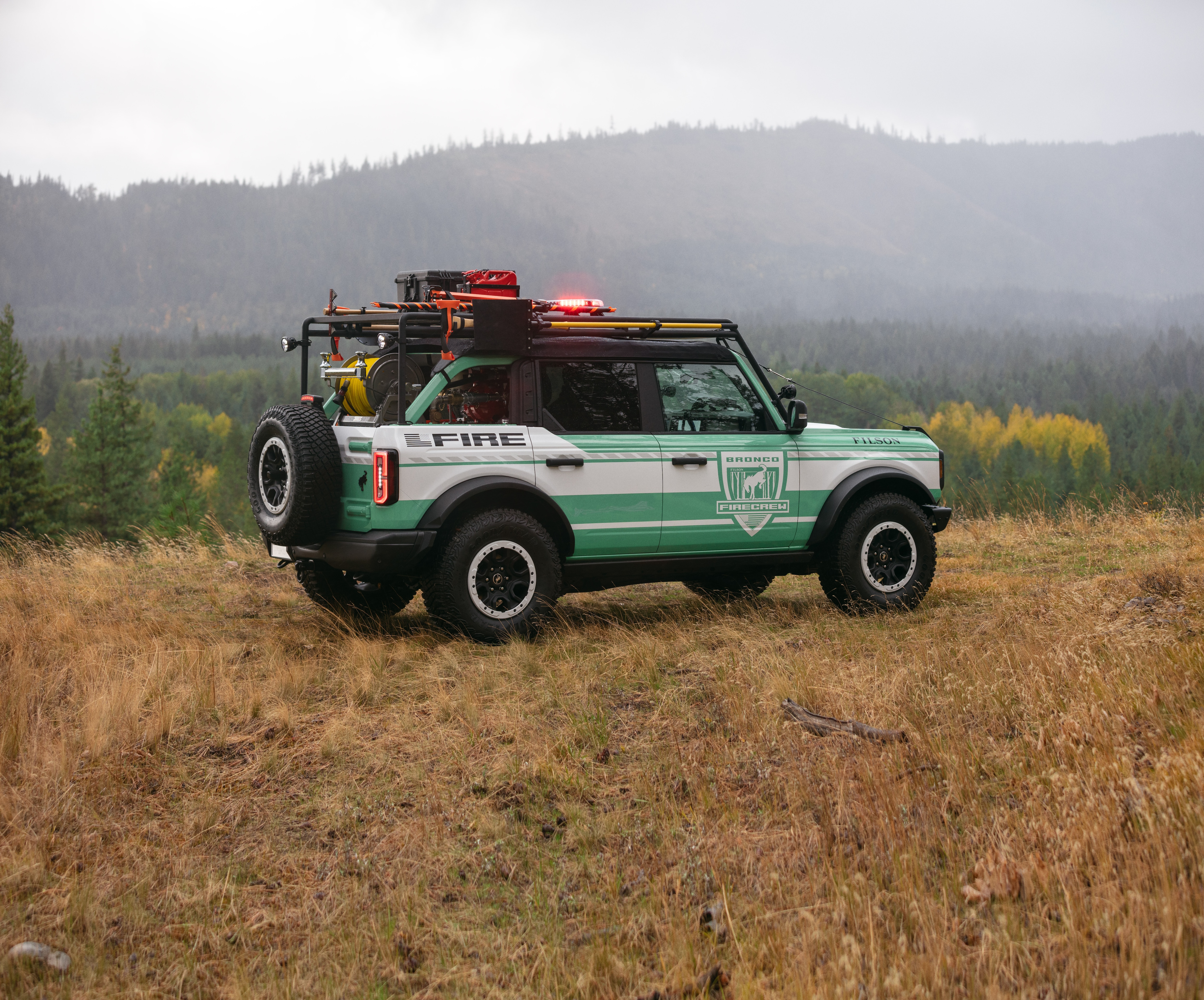 Ford Bronco® brand and Filson, the rugged outdoor outfitter, join forces to celebrate wildland firefighters and support the National Forest Foundation, unveiling the Bronco + Filson Wildland Fire Rig concept and limited-edition outdoor gear to help fund reforestation and forest preservation.
